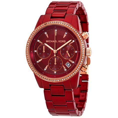 michael kors red band womens watch|Michael Kors clear band watch.